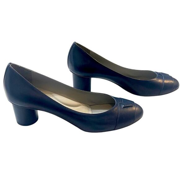 Moses Grace Vigore Navy Leather Pumps | Size 41.5 | Italian Vero Cuoio - Picture 1 of 7